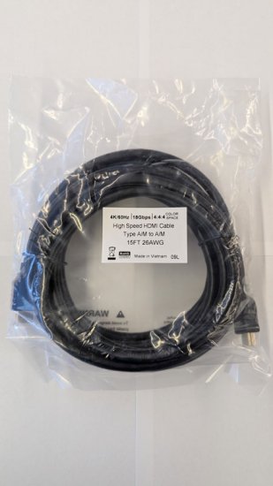 15Ft High Speed HDMI Cable 4K/60Hz 26AWG 18Gbps