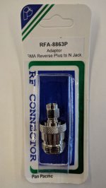 N Jack to RP-SMA Plug Adapter