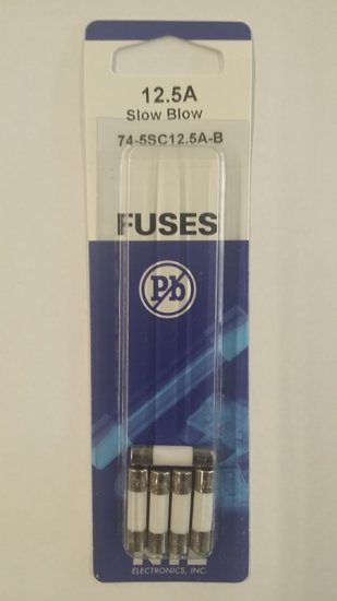 12.5 Amp (S505) Ceramic Fuse (5Pk) Slow Blow 5x20mm