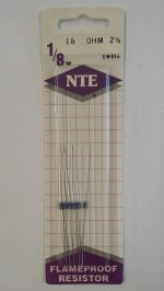 16 Ohm, 1/8W, 2% Metal Film Flameproof Resistor (6Pk)