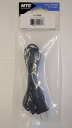 Fan Cord 45°, 48" Long, 2 Prong AC Plug