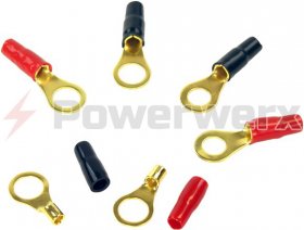 Gold 12-10 GA 1/4" Ring Terminal, Black 2Pk