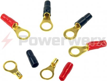 Gold 12-10 GA 1/4" Ring Terminal, Black 2Pk