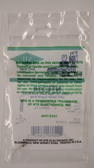 NTE316 T-NPN, Si, High Gain, Low Noise, UHF Small Signal Amp