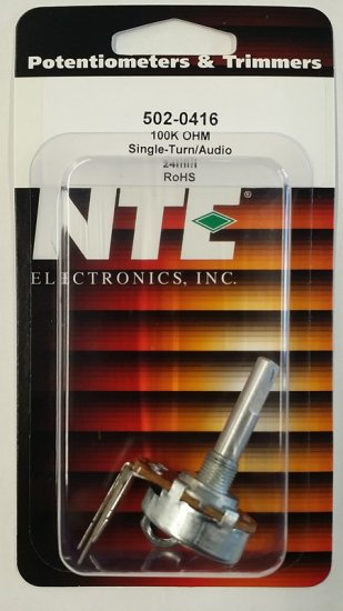 100K Audio Taper Pot 0.25W (24mm) Combo Lug 30mm Shaft