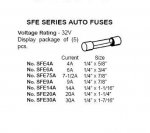 14 Amp (SFE) Auto Fuse 32V 1/4" x 1-1/16" (5Pk)