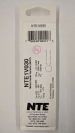 NTE1V030 MOV 30V RMS, 8.5mm, 2.3 Joules, ITM=250A, VCL=95V