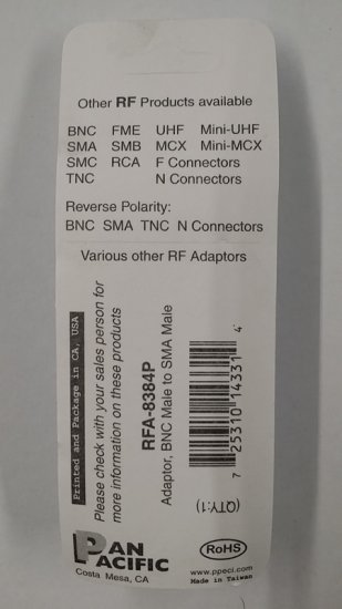 SMA Plug to BNC Plug Adapter