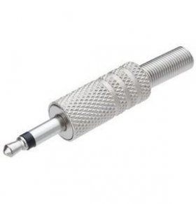 (2.5mm) 3/32" Mono Plug, Shielded Metal Handle (2Pk)