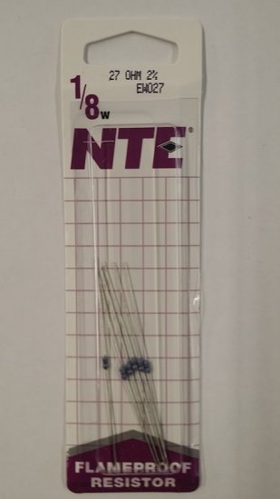 27 Ohm, 1/8W, 2% Metal Film Flameproof Resistor (6Pk)