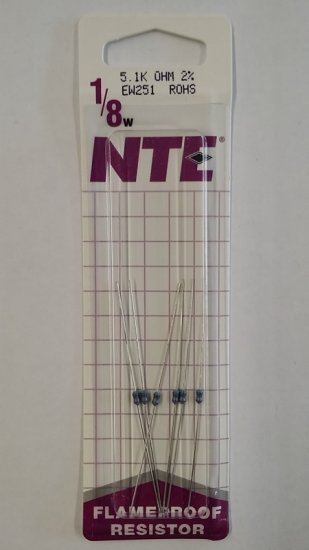 5.1K Ohm, 1/8W, 2% Metal Film Flameproof Resistor (6Pk)