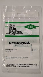 NTE5012A Zener Diode 6V 1/2W, DO35