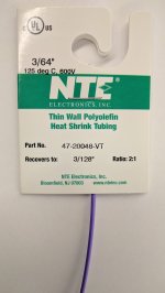 3/64" Violet 48" Thin Wall 2:1 Polyolefin Heat Shrink Tubing