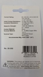 Utility Bat Handle Toggle Switch SPST Off-On 125VAC 8A