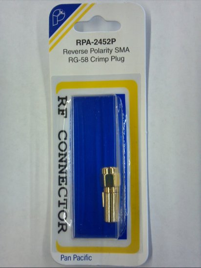 RP-SMA Plug 3-Piece Crimp-On RG-58/U (Gold)