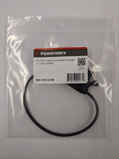 ATC/ATO Inline Fuse Holder (Gauge: 12, Color: Black) 20A Limit