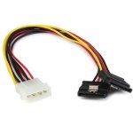 12in LP4 to 2x Latching SATA Power Y Cable 4 Pin Molex/2SATA