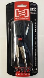 10Ft Pro Stereo Breakout Cable REAN 3.5mm TRS to Dual 1/4in TS