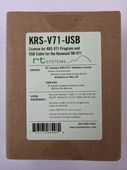 KRS-V71-USB Programming Software/USB-KG5 Cable Kenwood TM-V71