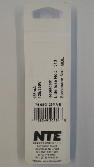 0.125 Amp (125mA) MDL Glass Fuse (5Pk) Slow Blow 6x30mm