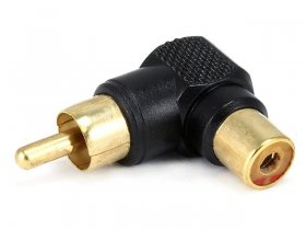 90° RCA Jack to RCA Plug Adaptor - Gold Plated (Right Angle)