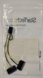 6in SATA Power to 6 Pin PCI Express Video Card Power Cable Adapt