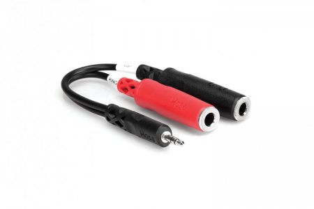 6" Stereo Breakout Cable 3.5 mm TRS to Dual 1/4 in TSF