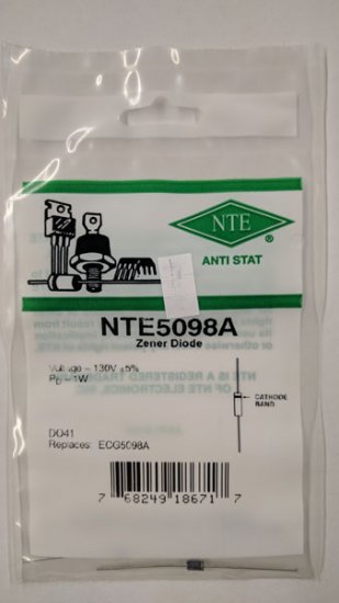 NTE5098A Zener Diode 130.0V 1W, DO-41/DO-15 (2Pk)