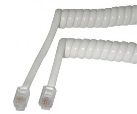 25Ft White Handset Cord (4P4C) Reverse for Voice
