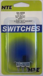 DPDT Slide Switch 0.43" Actuator On-Off Lug 6A 125V