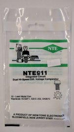 NTE911 IC, Dual Voltage Comparator, 10-Lead Can