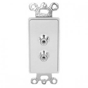 2-RCA Red+White Feed Thru Decora Wall Plate Insert White