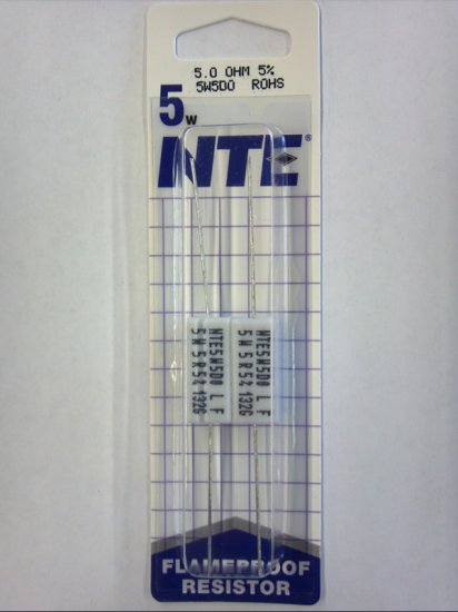 5.0 Ohm 5W Cerment Power Wirewound Resistor (2Pk) 5% Tolerance