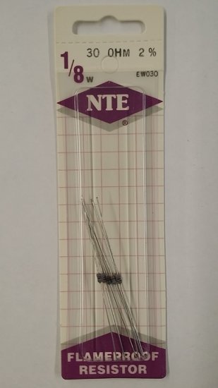 30 Ohm, 1/8W, 2% Metal Film Flameproof Resistor (6Pk)