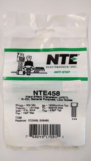 NTE458 Field Effect Transistor (JFET) N-Ch, Gen Purp, Low Noise