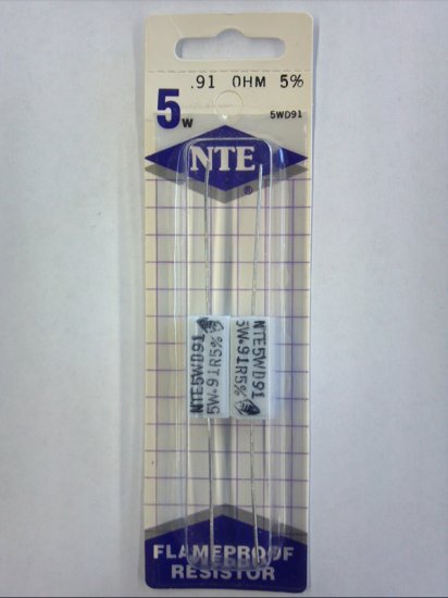 0.91 Ohm 5W Cerment Power Wirewound Resistor (2Pk) 5% Tolerance