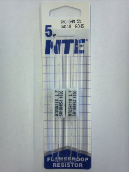 180 Ohm 5W Cerment Power Wirewound Resistor (2Pk) 5% Tolerance