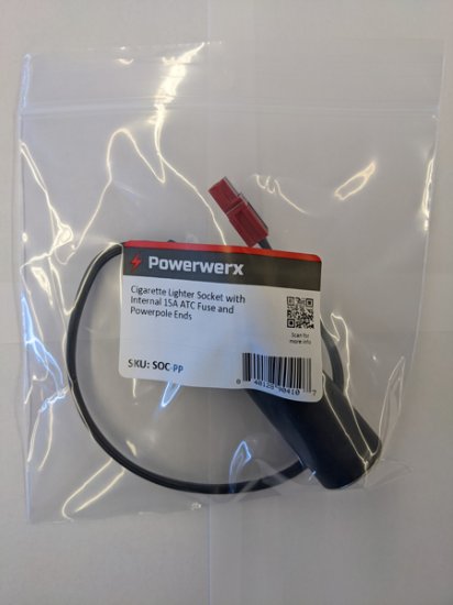 Cigarette Lighter Socket w/15A ATC Fuse and Powerpole Ends