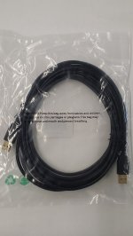 15Ft Black USB 2.0 A Male to A Male 28/24AWG Cable (Gold)