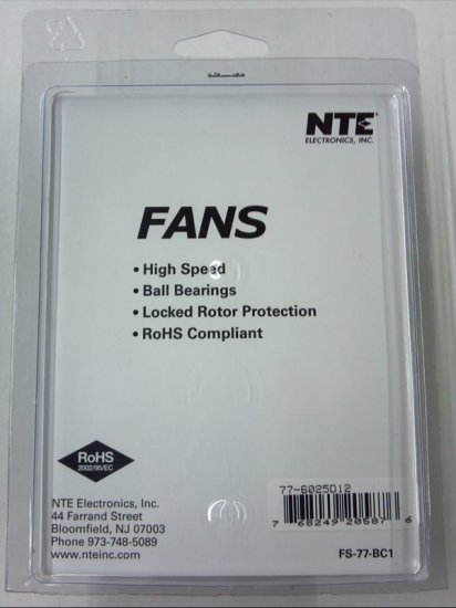 60x60x25mm 12VDC Fan Ball Bearing, 12" Leads