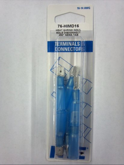 Heat Shrink Male Q.D. Connector 16-14Awg (10Pk) NTE
