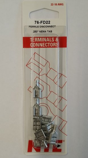 Quick Connect Female Non-Insulated 22-18Awg 0.250" (10Pk)