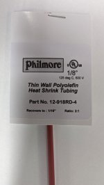 1/8" Red 48" Thin Wall 2:1 Polyolefin Heat Shrink Tubing