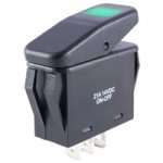 SPST 12VDC Green LED Lighted Rocker Switch On-None-Off 21A NTE