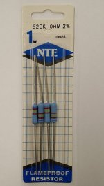 620K Ohm 1 Watt Metal Oxide Film Resistor (4Pk) 2% Tolerance