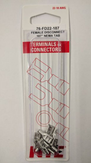 Quick Connect Female Non-Insulated 22-18Awg 0.187" (10Pk)