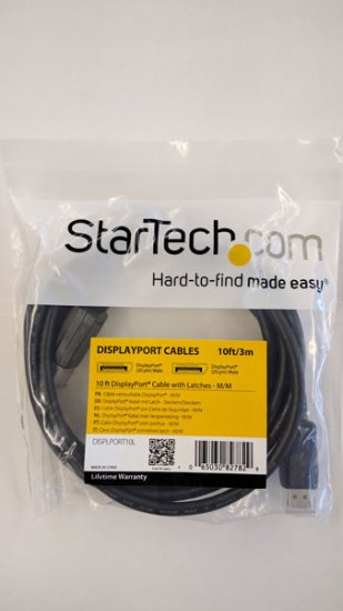 10Ft DisplayPort 1.2 Cable with Latches M/M – DisplayPort 4k