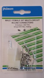 9 Pin Male/Female Pair 0.062" Pins 5A Mated Housings (Molex)