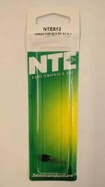 NTE613 Varactor Diode, Tuning Diode, 22pf@4V, 30V, 200mA