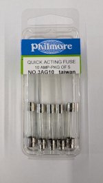 10 Amp 3AG Glass Fuse (5Pk) Fast Acting 1/4"x1-1/4"